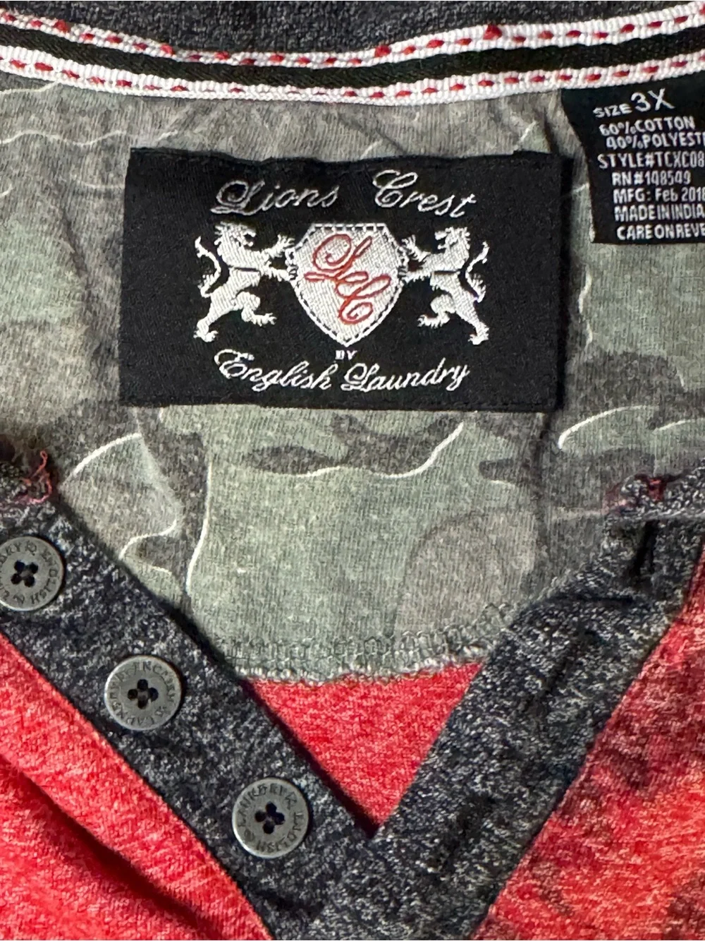 Lions Crest By English Laundry Men’s 3 Button SS Shirt Size 3XL
